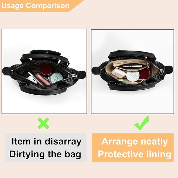 Doxo Purse Organizer Insert for Longchamp Mini/XS Handbags and Lv Neverfull BB (XS/BB,Beige)