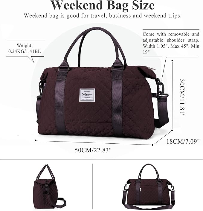 HYC00 Travel Duffel Bag,Carry-on Overnight Weekender Bags for Women,Sports Tote Gym Bag with Wet Pocket