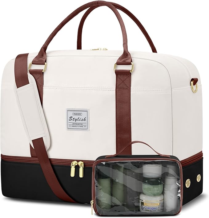 Weekender Travel Duffle Bag for Women: Overnight Bags with Shoe Compartment Carry on Bags for Airplanes with Toiletry Bag Weekend Yoga Gym Bag with Wet Pocket Travel Duffel Tote Bag Hospital Bag