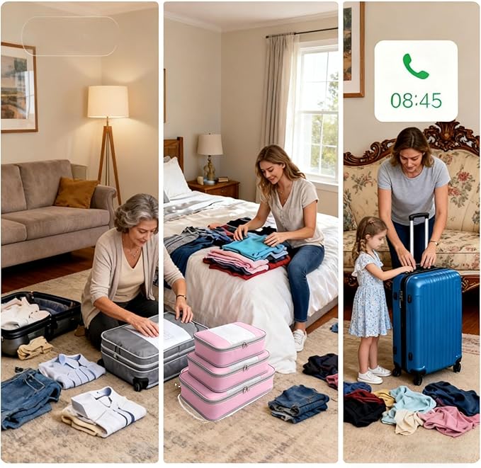 Packing Cubes for 24" Suitcase Travel Luggage Organizers - Travel Organizer Bags Luggage Clothes Accessories Storage Carry on Suitcase Packing Pouches Bag For Men Women Kids 1/2X1PACK+1/4X2PACK