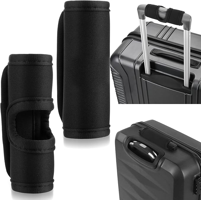 Luggage Handle Wrap,2Pack Soft Grip Handle Cover Luggage Identifier with Hollow Design Detachable Carry Sleeve Accessories for Push-Button Trolley Travel Bag