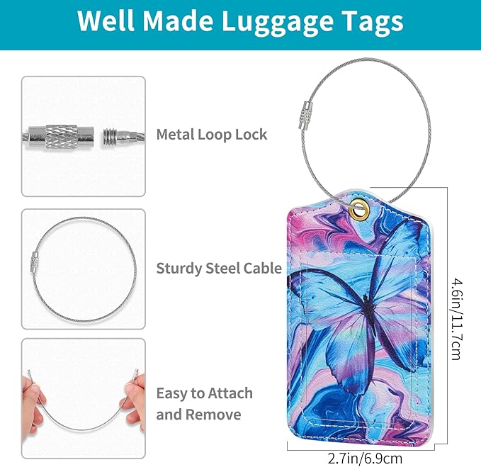 Fishent Luggage Tag, 3 Pack Travel Cruise Luggage Tags for Suitcases, Cute Suitcase Tags Identifiers Bag Tags with Privacy Flap, Baggage Name Tag for Women Men Luggage Backpack Handbag School Bag