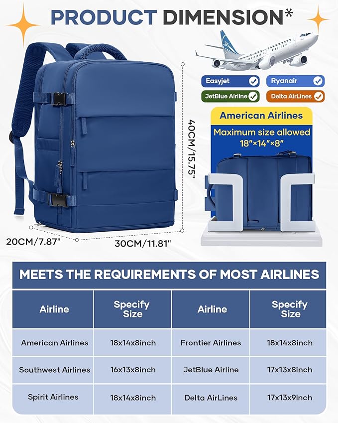 coofay Travel Backpack for Men Women Carry on Backpack for Airplanes Personal Item Bag for Traveling on Airplane Traveling Backpacks Airback Backpacks for Travel Mochila de Viaje