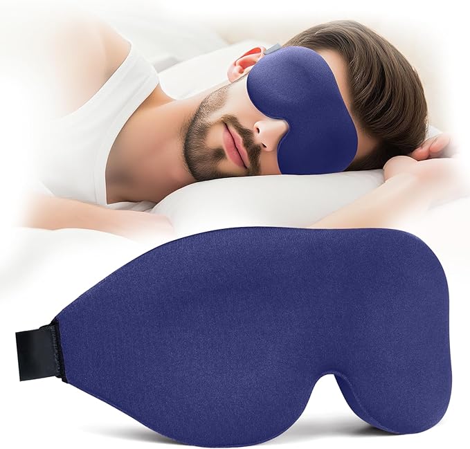 NEWVANGA Sleep Mask for Back and Side Sleeper, Block Out Light, Luxury Sleeping Eye Mask of 3D Night Blindfold, Zero Pressure Breathable Travel Eye Cover Blue