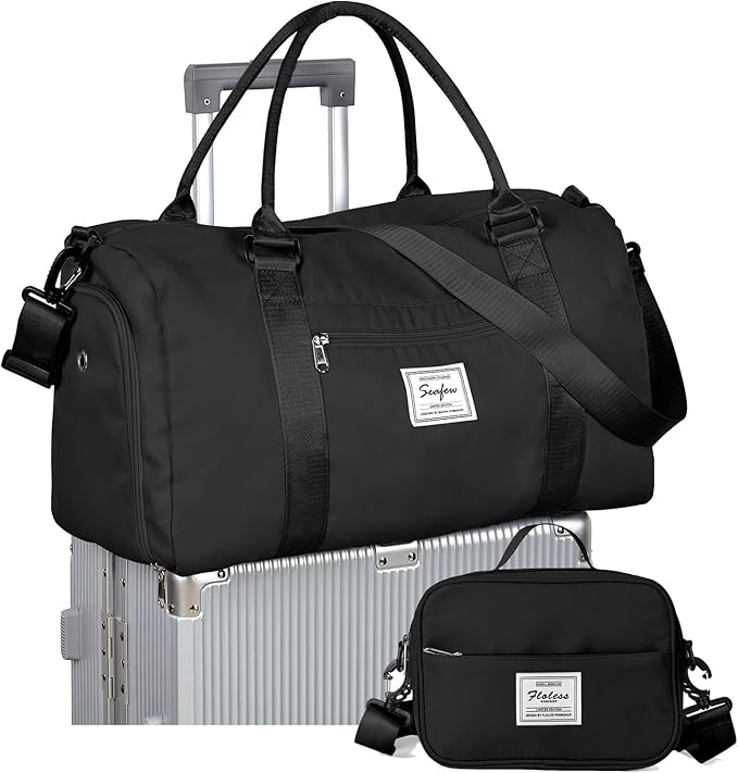 Weekender Duffel Bags for Women with Toiletry Bag, Travel Totes Bag for Airplane, Cute Sports Gym Dance Bag Overnight Luggage Bag with Wet Pocket Shoe Compartment, Carry On Hospital Bag