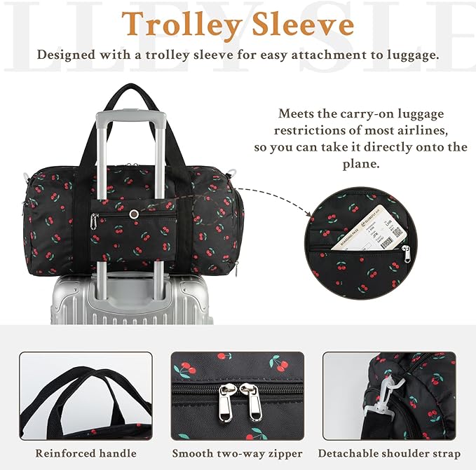 2PCS Gym bag for women, Duffle Bag with Wet Pocket & Shoe Compartment and item bag, Duffle Bag for Travel, Sports, Fitness & Workout