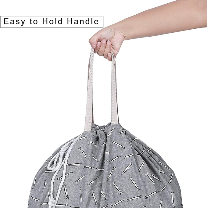 Extra Large Laundry Bag with Drawstring and Handle, Heavy Duty Travel Dirty Clothes Bag for Laundromat and Household, Durable Rip-Stop Laundry Hamper Liner, 28 x 40 Inch, Gray Match