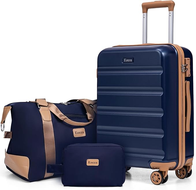 Luggage Sets 3 Piece,Suitcases with Wheels,Carry On Luggage Set,ABS Hard Case Luggage with TSA Lock Spinner Wheels(3 Piece Sets,Blue(20"/DB/TB))