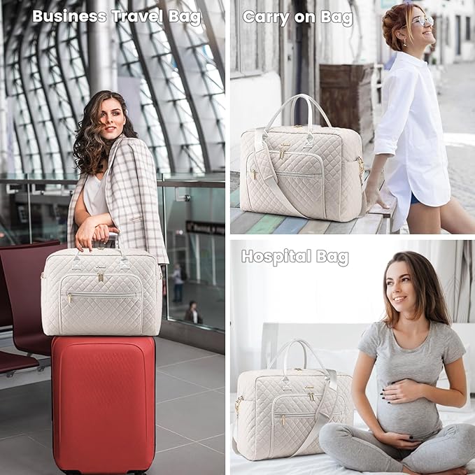 LOVEVOOK Travel Duffle Bag - Women's Weekender Carry On Overnight Laptop & Gym Bag With Toiletry/Shoe Pocket, Hospital Labor Bag