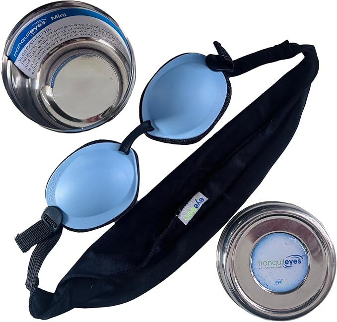 Eye Eco Tranquileyes Mini Sleep Eye Mask - Soothes Irritated Eyes and Shields from Light - Soft Eye Mask with Adjustable Straps for Rest and Sleep - Blue, Not One-Size-Fits-All