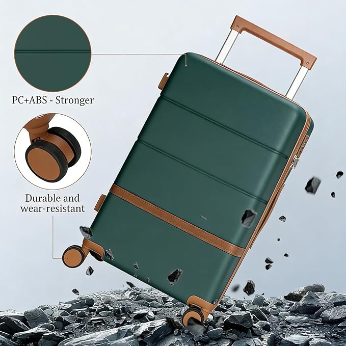 Luggage Sets, 2 Piece Suitcase set with wheels Tsa Lock 20/24 inchi Hardshell Waterproof Travel Suitcases luggage for Women/Men/Family (Dark Green)
