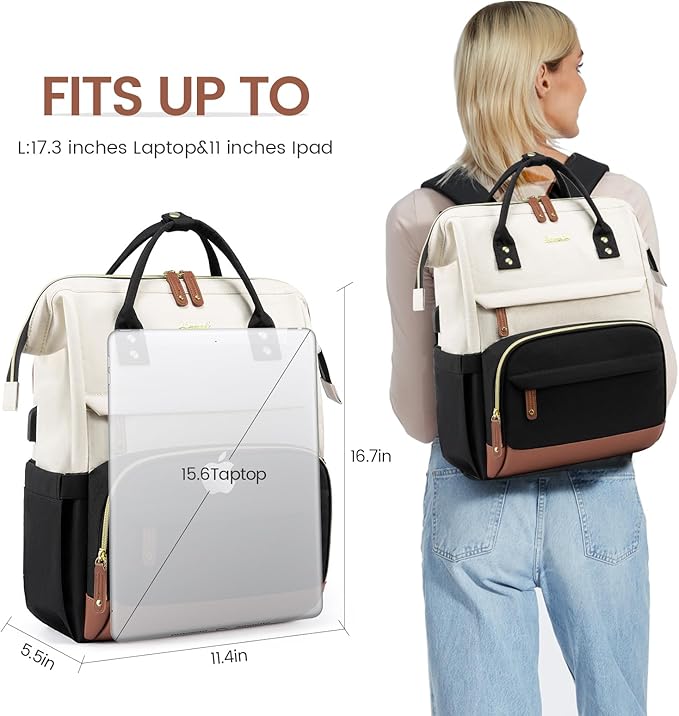 LOVEVOOK Laptop Backpack for Women, 15.6 Inch Work Business Backpacks Purse With Large Capacity, Waterproof Nurse Bag College Bookbag for School, Waterproof Casual Daypack for Travel