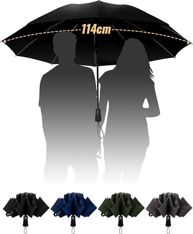 Travel Compact Umbrella Windproof - Portable Automatic Umbrellas for Rain, Inverted Folding Umbrella for Men and Women