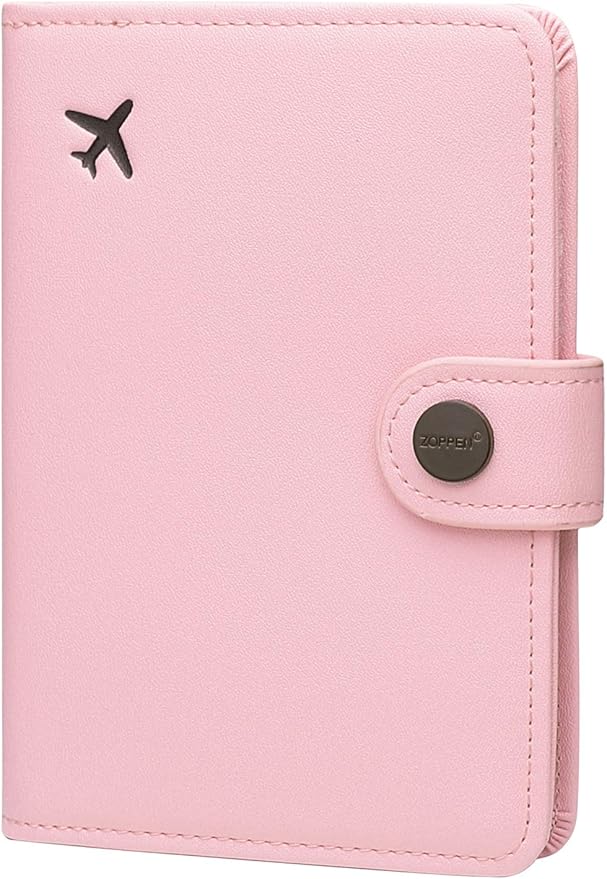 ZOPPEN Passport Holder Women, Passport Cover Travel Wallet Rfid Blocking Passport Wallet Cover Case Travel Essentials Document Organizer, Pink