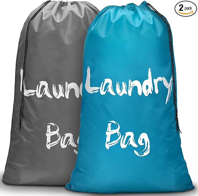 2 Pack XL Travel Laundry Bags for Dirty Clothes - Extra Large Heavy Duty Drawstring Laundry Bag Holds 4 Loads - Cruise Ship, Camping, Road Trip, Vacation Essentials Must Haves 2025 2026