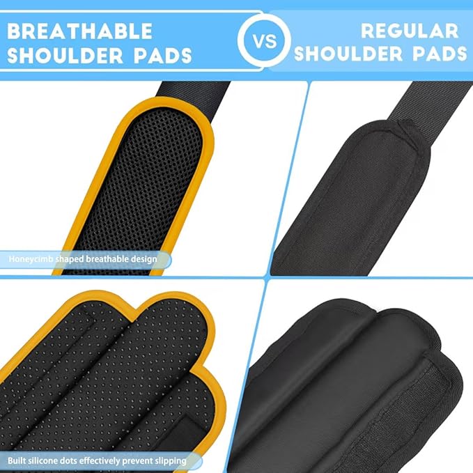 ZINZ 2-Pack Universal Shoulder Pad with Ultra thick Cushion for Bag Luggage Bag Crossbody, Plus Long & Anti-Slip & Breathable,Black Yellow-2Pack