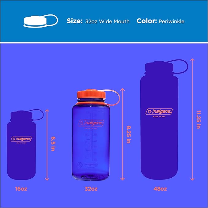 Nalgene 32 oz Wide Mouth Water Bottle | BPA-Free, Durable & Leak Proof, Lightweight Bottle for Hiking & Gym, Work & Travel