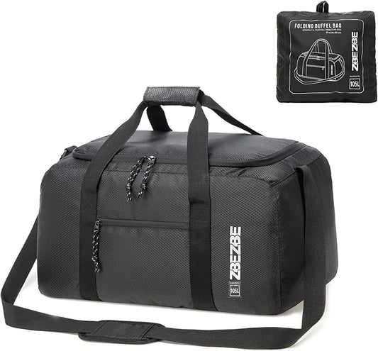 Foldable Travel Duffel Bag, Lightweight & Easy to Carry Water-Repellent Duffle Bag - 2-Way Zipper & Interior Pouch, Ideal for Weekend Trips, Daily Use,Camping，Sports
