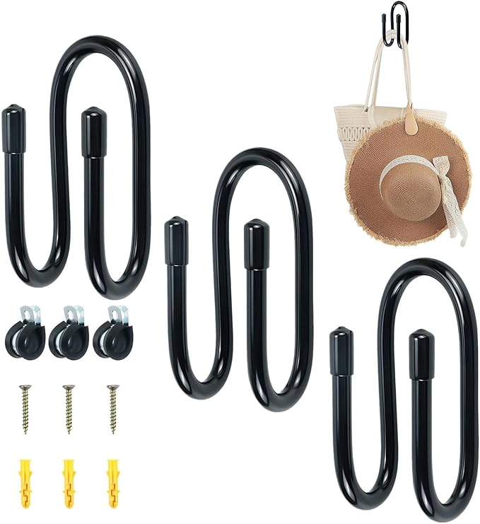 3 Pack Back Hanger for Closet, Strong Bag Hanger Purse Organizer Hooks, Large Closet Hooks for Hanging Handbags,Belts,Hat,Laptop Backpack,Jeans,Travel Bag - Hold Up 10 Lbs