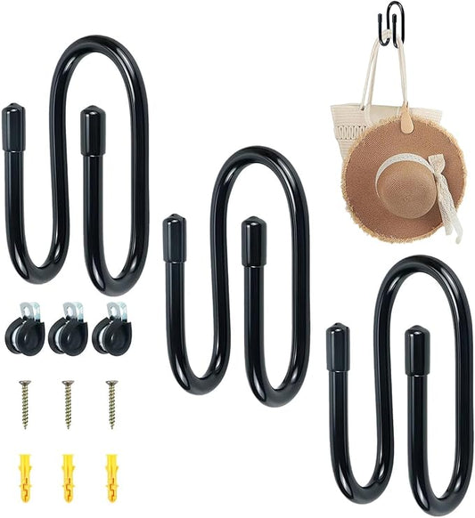 3 Pack Back Hanger for Closet, Strong Bag Hanger Purse Organizer Hooks, Large Closet Hooks for Hanging Handbags,Belts,Hat,Laptop Backpack,Jeans,Travel Bag - Hold Up 10 Lbs