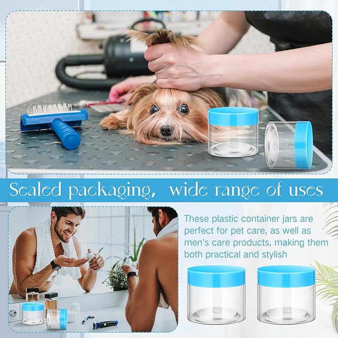 Patelai 4 Pieces Round Wide-mouth Leak Proof Plastic Container Jars with Lids for Travel Storage Makeup Beauty Products Face Creams Oils Salves Ointments DIY Making(6 Ounce,Blue)