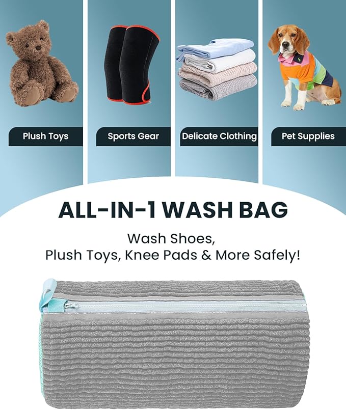 Shoe Washing Machine Bag: 2 Pack Reusable Shoes Cleaning Bags, Heavy Duty Shoe Laundry Bag for Washer & Dryer, 360° Deep Clean for Sneakers Tennis Shoes, Gifts for Women Men