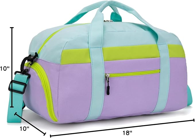 HawLander Kids Duffle Bag for Boys or Girls, Fit Sports Practice, or Overnight Travel Weekend (Light Green)