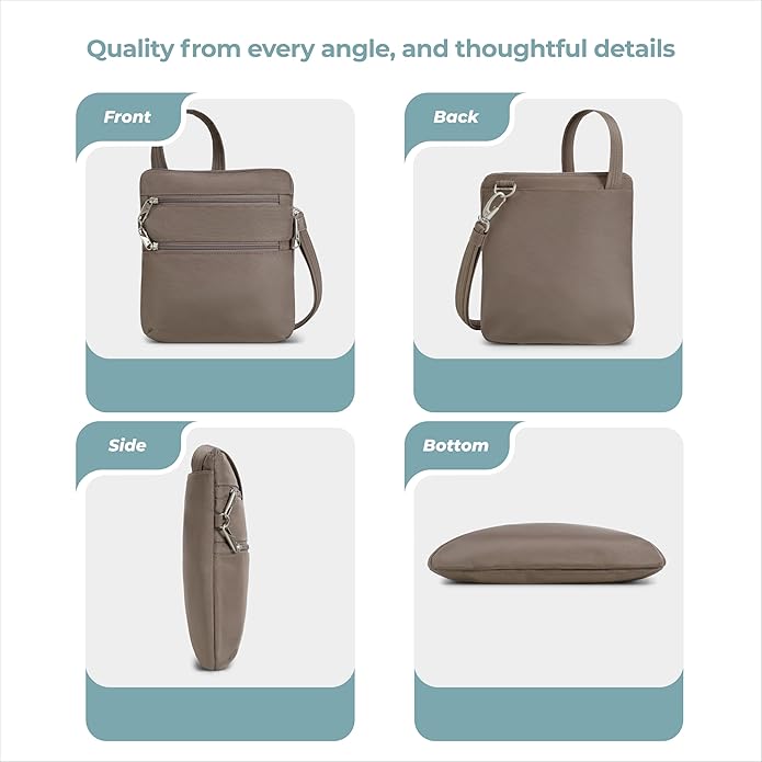 Travelon Anti-theft Classic Slim Double Zip Crossbody