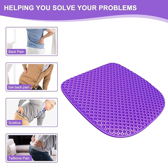 Large Gel Seat Cushion for Long Sitting with Non-Slip Cover, Soft & Breathable, Seat Cushion for Chair, Car, Office, Desk Chair, Wheelchair (17" x 15")