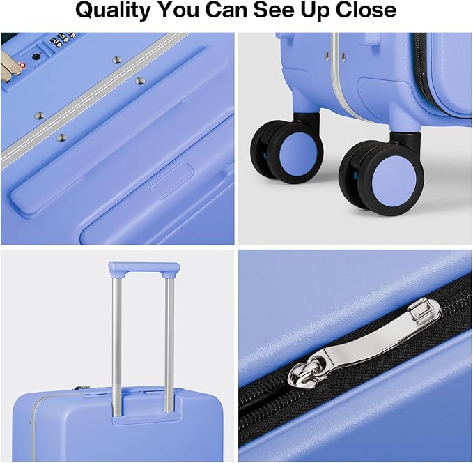 mixi 20 Inch Carry On Luggage 22x14x9 Airline Approved PC Hard Shell Suitcase Top Opening Aluminum Frame Travel Suitcases with Wheels, Lilac Purple