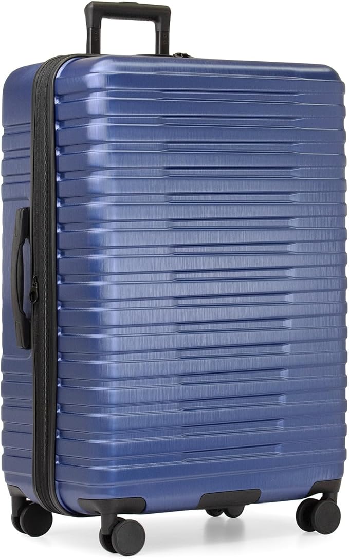 U.S. Traveler Boren Expandable Hardside Rugged Travel Luggage with 8 Spinner Wheels, Navy, Checked-Large 30-Inch