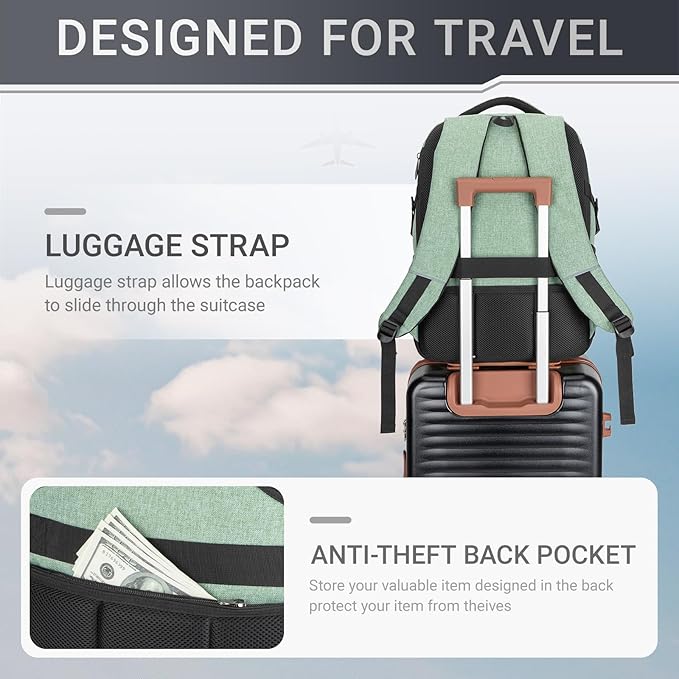 40L Expandable Laptop Backpack, Anti-thief Travel Backpack, Airline Approved Business Waterproof Carry on Luggage, Fits 15.6" Laptop for Men Women