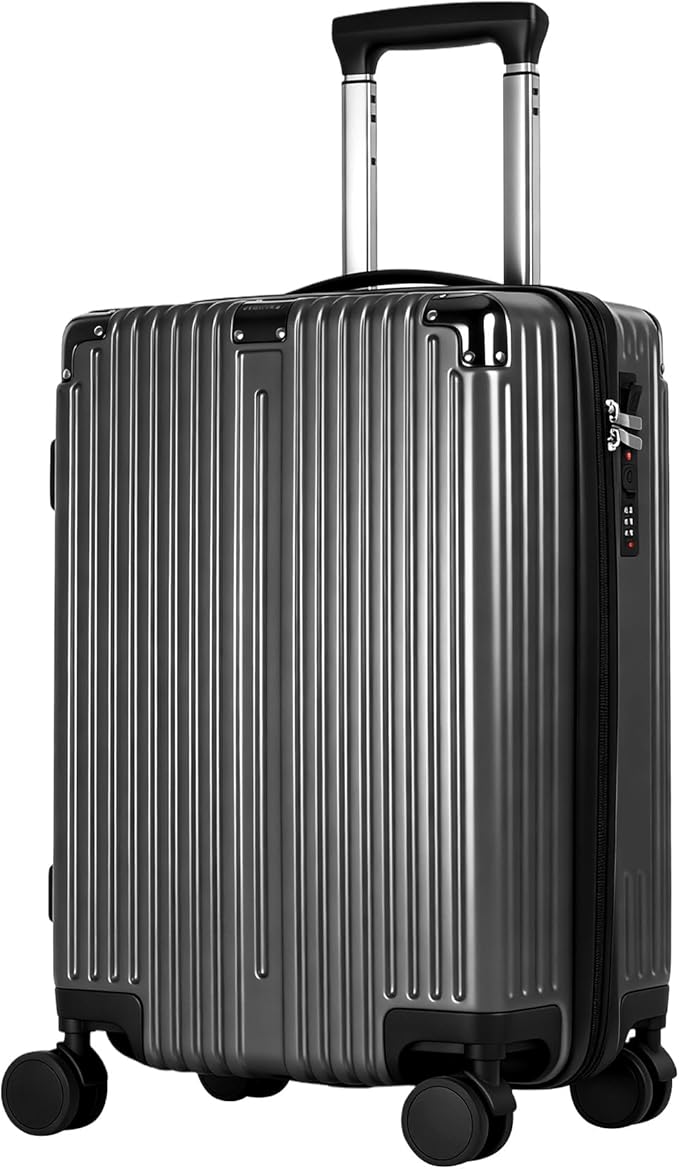 20 Inch Carry On Luggage with Spinner Wheels,PC Expandable Hard Shell Suitcase with USB Port,Lightweight Travel Luggage Airline Approved for Men Women (Iron Gray)