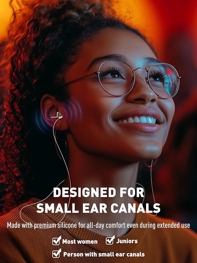 2 Pairs Concert Ear Plugs, Hearprotek Reusable High Fidelity Noise Reduction Music Ear Plugs for Ear Protection-Soft Hearing Protection Earplugs for Concerts, Musicians, Events (Petite Size)
