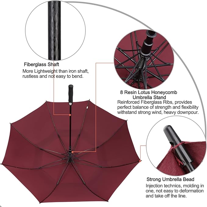 G4Free 47/54/62/68/72 Inch Automatic Open Golf Umbrella Oversize Extra Large Double Canopy Vented Windproof Waterproof Stick Umbrellas