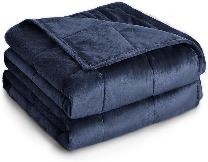 Topblan Weighted Blanket Twin Size 12lbs, Adult Weighted Blankets with Soft Warm Fabric for Sleeping and Calming, Adult Heavy Blanket for Sofa Bed, Navy Blue, 48 x 72 inches