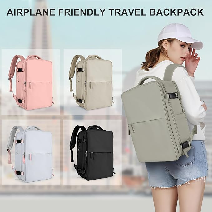 coowoz Travel Laptop Backpack For Women Men Airline Approved,Carry On Backpack,Large Hiking Backpack Waterproof Outdoor Sports Rucksack Casual Daypack Fit 15.6 Inch College Backpack (Brown)