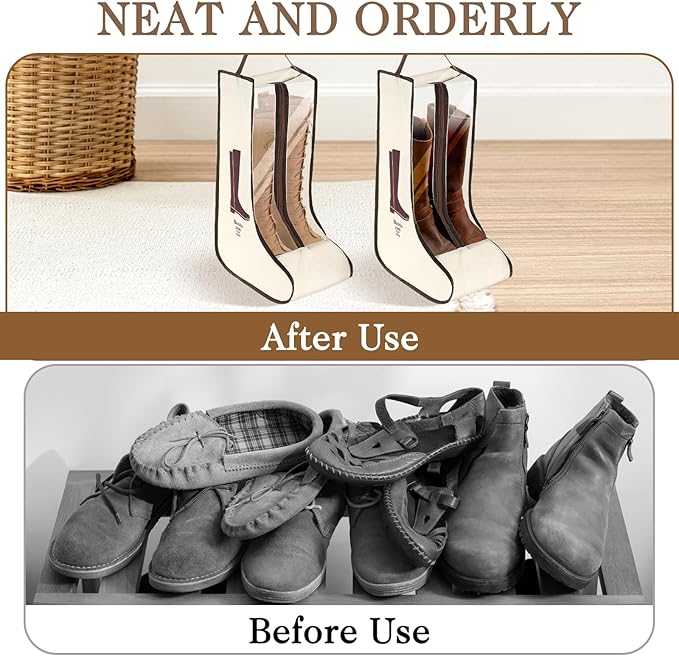 2 Set Boot Storage Bag, Portable Boots Protector Bag Dust Proof Travel Shoe Bags with Handle Boots Organizer for Packing Travel and Daily Use(Tall)