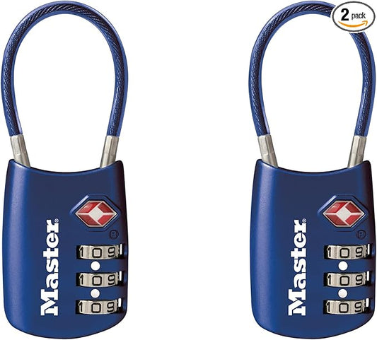 Master Lock Blue Set Your Own Combination TSA Approved Luggage Lock, Travel Zipper Padlock is Perfect for Suitcases, Bags, or Backpacks, 2 pk, 4688BLUEC2