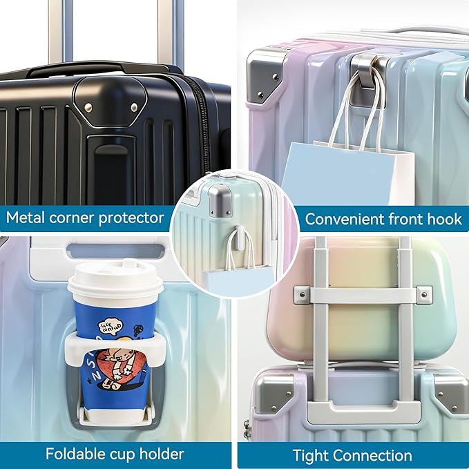 Carry On Luggage with Spinner Wheels,PC Hard Shell Suitcase with USB Port,Lightweight Travel Luggage Airline Approved for Men Women,Black,3-Piece Set (14/20/24)