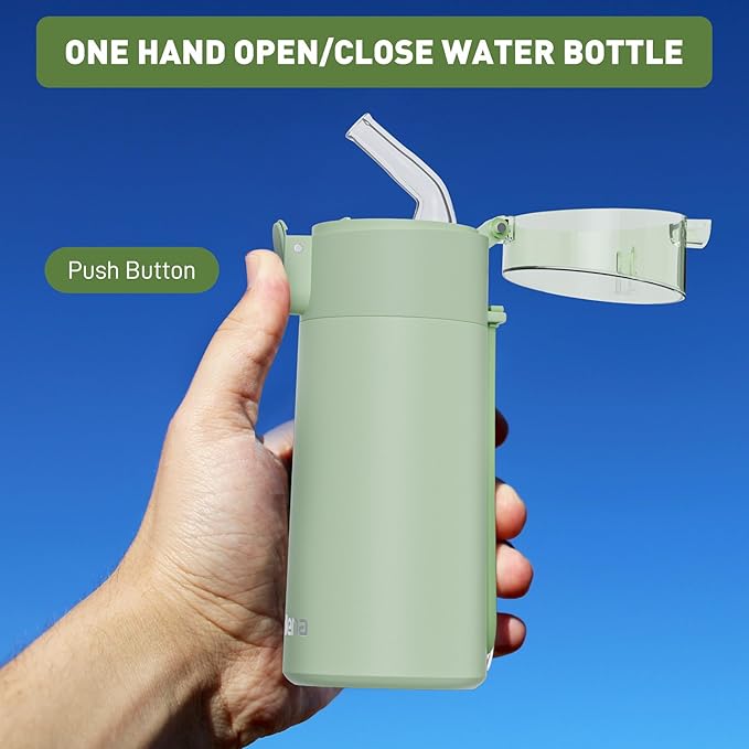 5oz Small Water Bottles with Straw, Mini Water Bottle with One-Hand Open Design, Leak-Proof Locking Lid for Hot&Cold Drinks, Small Travel Water Bottle - 100% Leakproof for School, Travel...(Mint)