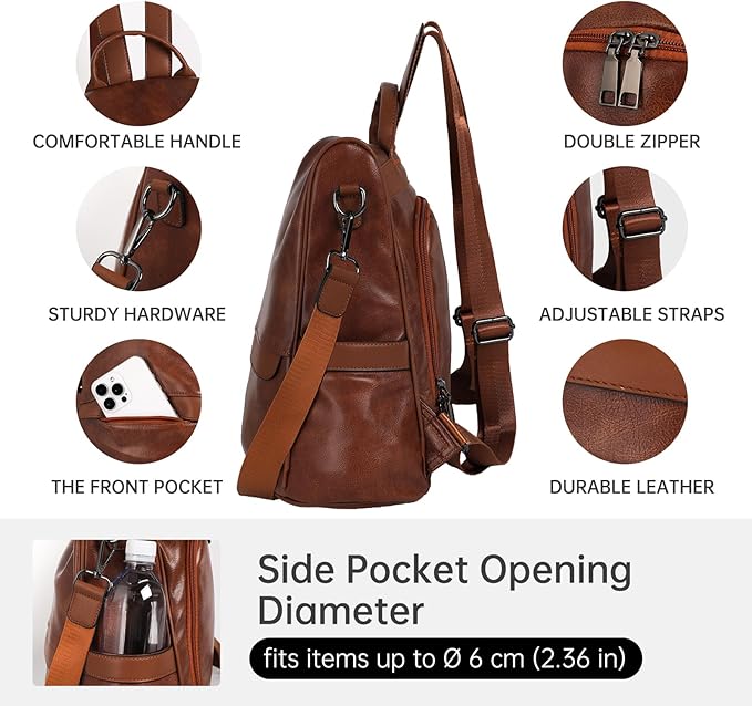 CHERUTY Women Backpack Purse PU Leather Anti-theft Casual Shoulder Bag Fashion Ladies Satchel Bags