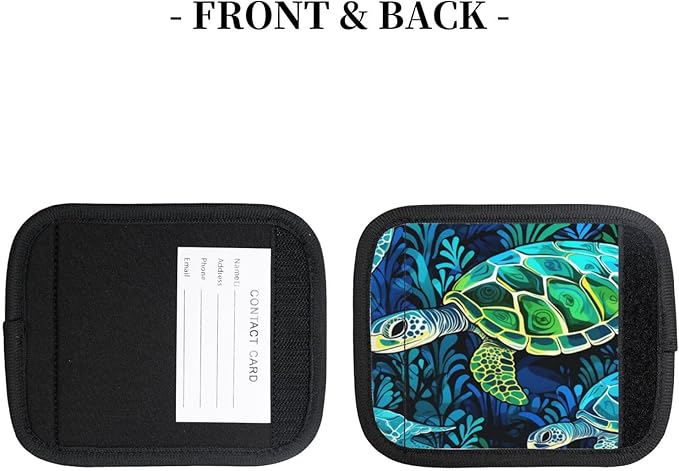 Luggage Handle Wraps Sea Turtles Ocean Tortoise Luggage Identifiers Soft Neoprene Luggage Handle Wraps For Suitcase Trolley Handle Grip Cover 2 Pack Luggage Tags