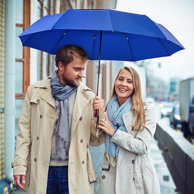 G4Free 54 Inch Large Compact Windproof Golf Umbrella for Rain Oversized Auto Open Close Folding Travel 10 Ribs Vented Double Canopy Umbrella for Women Men