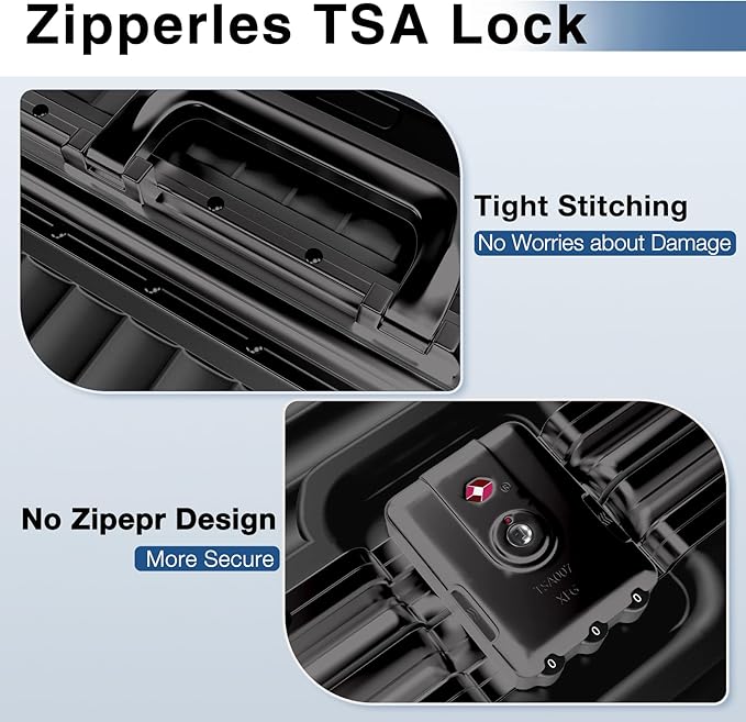 Krute Zipperless Luggage Set 2 Pieces Aluminum Frame PC Hard Shell No Zipper Suitcase Set With Wheels TSA Lock Carry On Luggage and Checked Suitcases