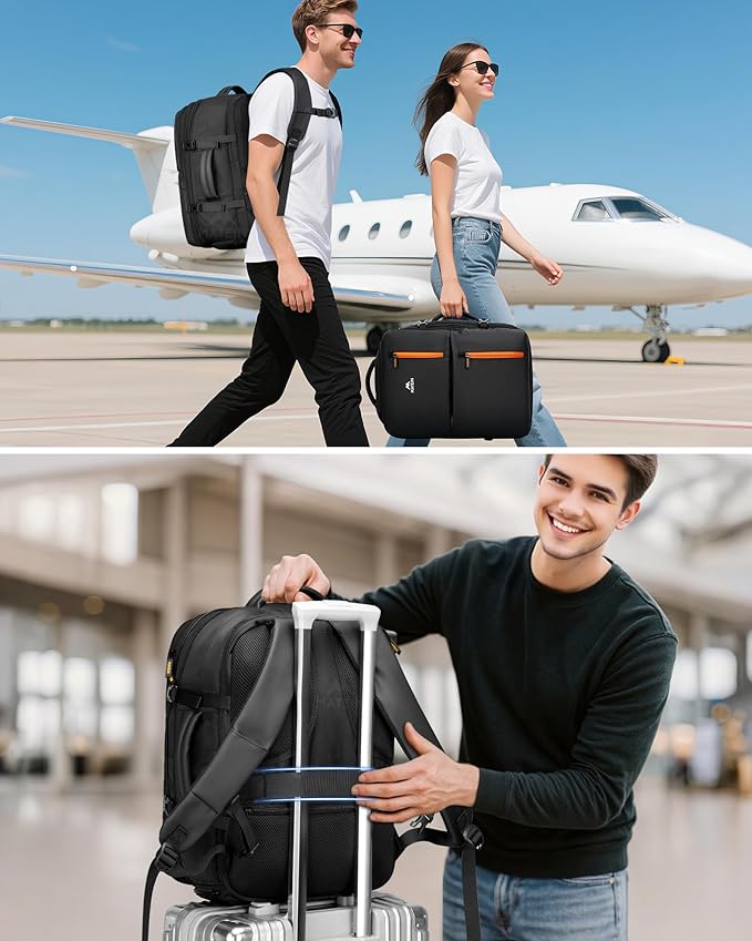 MATEIN Personal Item Travel Backpack 18x14x8 with Shoe Compartment Detachable, Expandable Underseat Backpack for Spirit Airlines Fit 17" Laptop, Airplane Approved Carry on Bag Luggage Mochila, Black