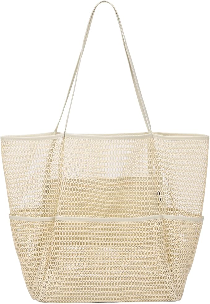 Tainehs Beach Bag - Mesh Tote Bag Beach Vacation Clothes for Women Pool Bag for Travel Pool Family Cruise Essentials 2026