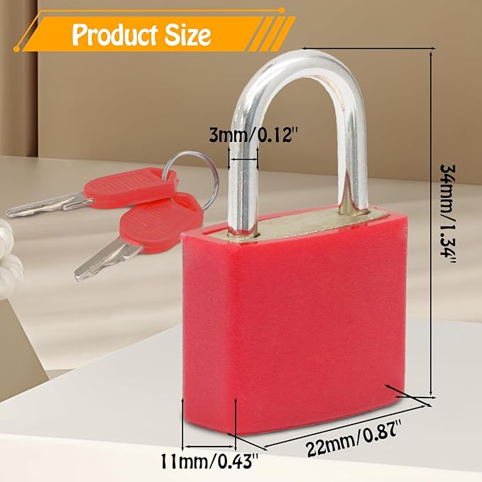 Bonsicoky 10 Pack Suitcase Locks with Keys - Multicolor Metal Luggage Padlocks - Mini Keyed Padlocks for Suitcase, Backpack, Boxes, Travel Bags, Locker