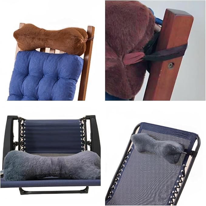 Head Recliner Pillow Adjustable Cotton Headrest Pillows for Recliner Chairs, Pain Relief Neck Support Pillow for Travel Home Sofa Armchair with Zipper Cover (Camel)
