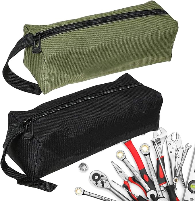 Tool Pouch Bag 2 Pcs Canvas Tool Pouch,Multi-Purpose Tool Bags, Multi-Purpose Small Zipper Tool Pouchs,Screwdriver Tool Bag Set for Organizer Storage Various Electrician Tools